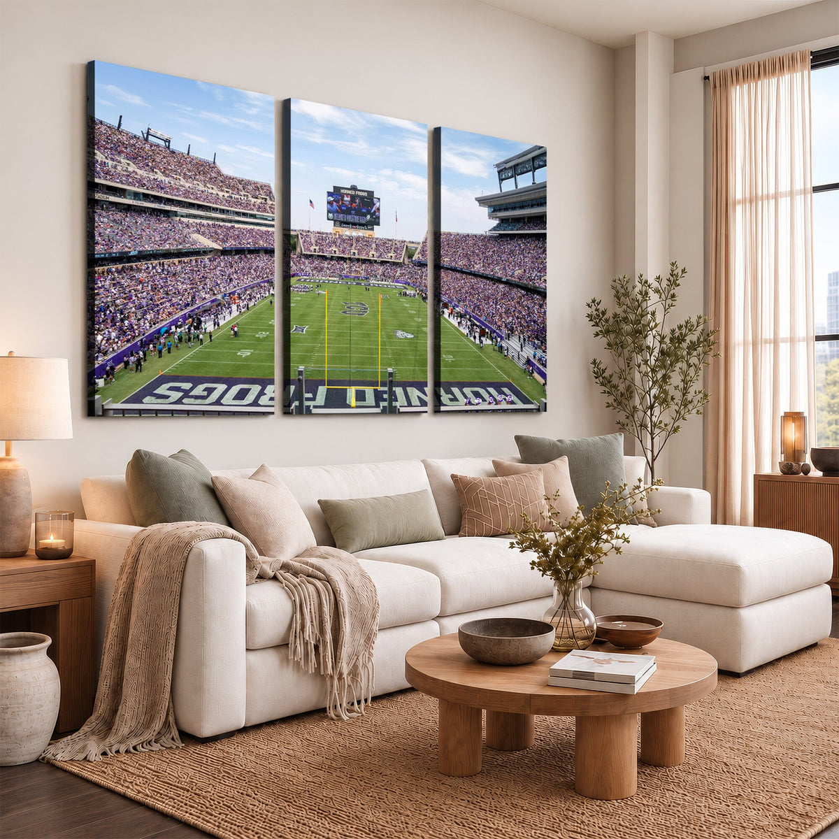 TCU Horned Frogs Football Team Print, Fort Worth Amon G. Carter Stadium, Framed and Ready to Hang