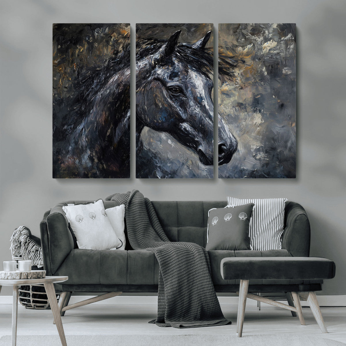Large Abstract Horse Wall Art Canvas Print, Farmhouse Wall Art