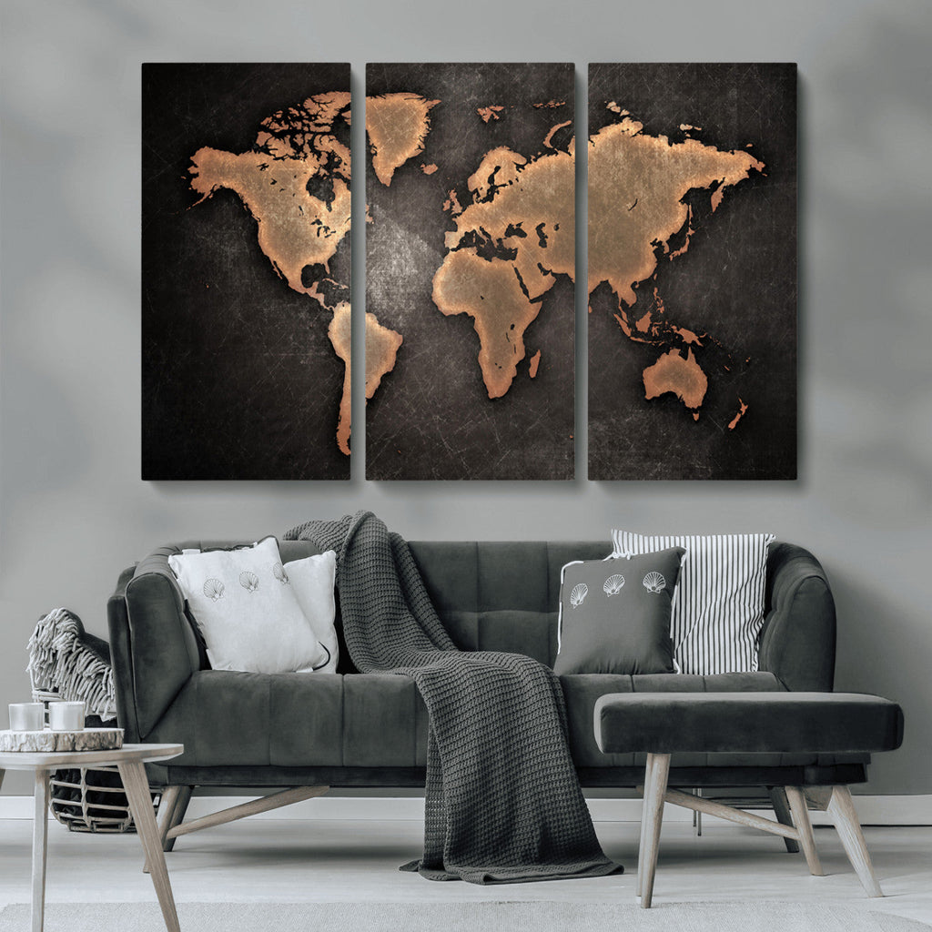 World Map Canvas Print | Framed Travel Map Wall Art for Couples