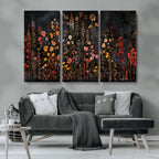 Large Floral Painting Print Illustration Flowers Canvas Wall Art