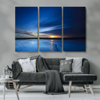 Blue Sunset Ocean Canvas Wall Art Print | Serene Coastal Horizon