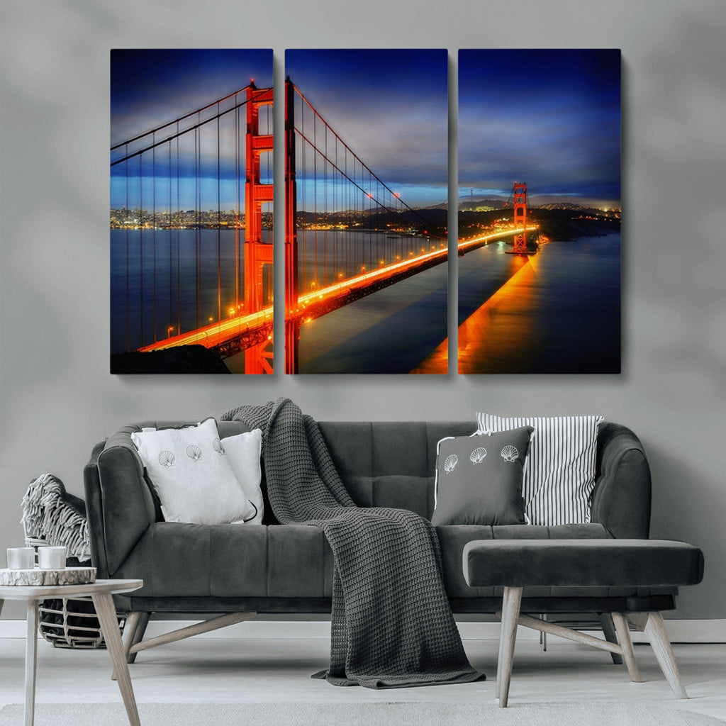Large Wall Art San Francisco Canvas Print - Wonderful Golden Gate Bridge at Twilight