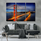 Large Wall Art San Francisco Canvas Print - Wonderful Golden Gate Bridge at Twilight