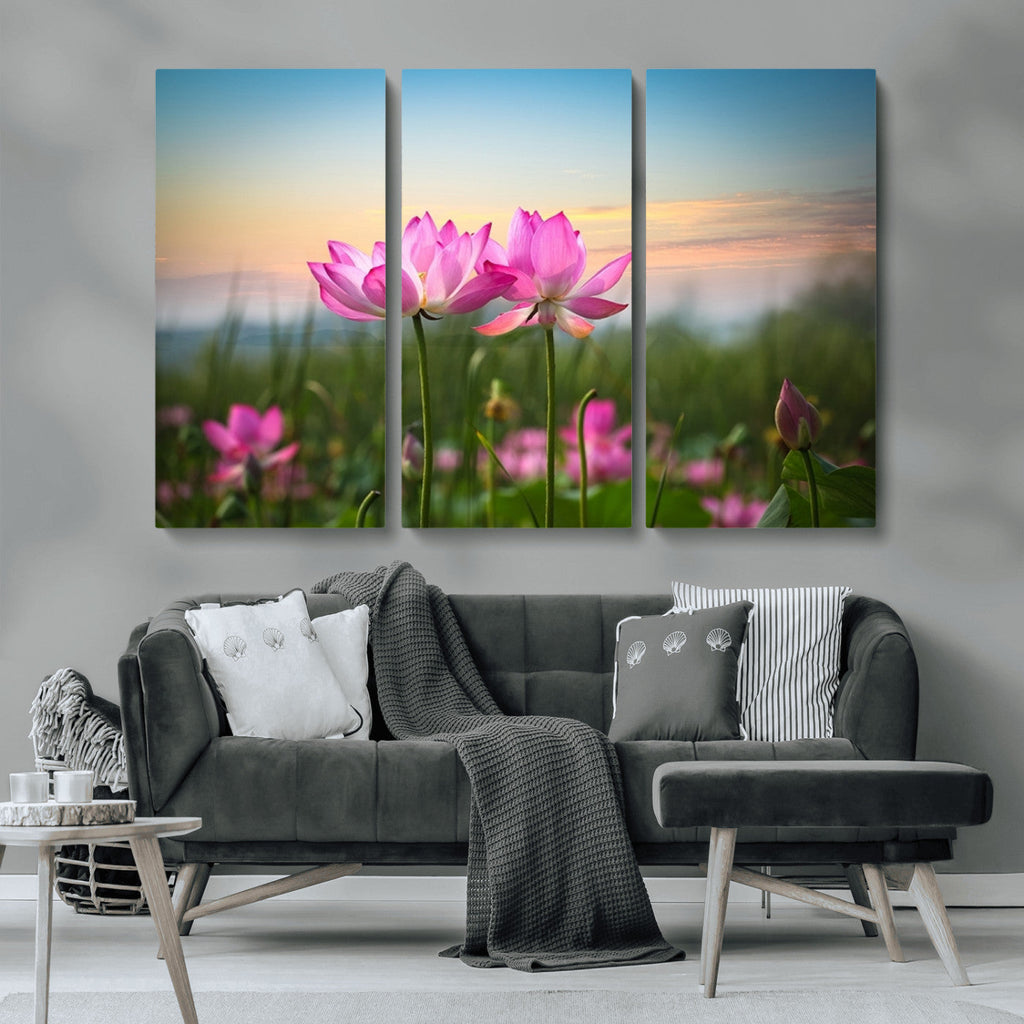 Pink Flower on the Mountain Canvas Print, Framed Pink Flower Canvas Wall Art