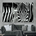 Zebra Wall Art | Zebra Close Up Canvas Print | Framed Black and White Wildlife