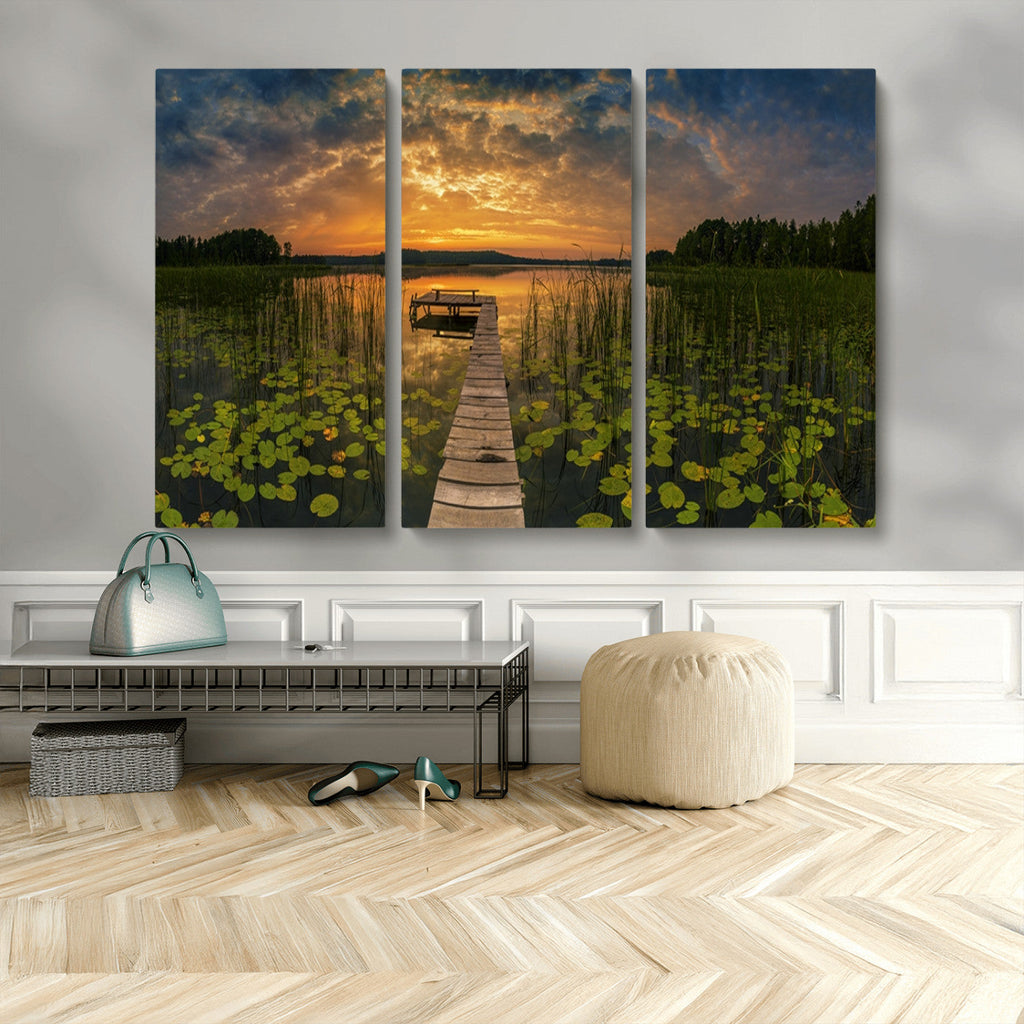 Lake and Flower Wall Art Canvas Print