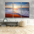 Tropical Ocean Sunset Wall Art Canvas Print, Golden Beach Horizon, Coastal Island Decor