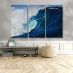 Ocean Wave at Sunset Canvas Art, Large Wall Print of Vibrant Water Waves