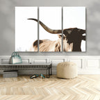 Texas Longhorn Wall Art Canvas Print, 3-Panel