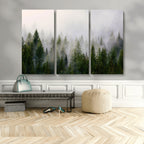 Forest Wall Art Canvas Print | Foggy Forest Wall Art | Pine Wood Forest Print