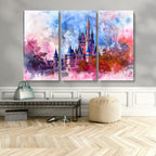 Disney Wall Art: Dreamy Watercolor Cinderella Castle Canvas Print
