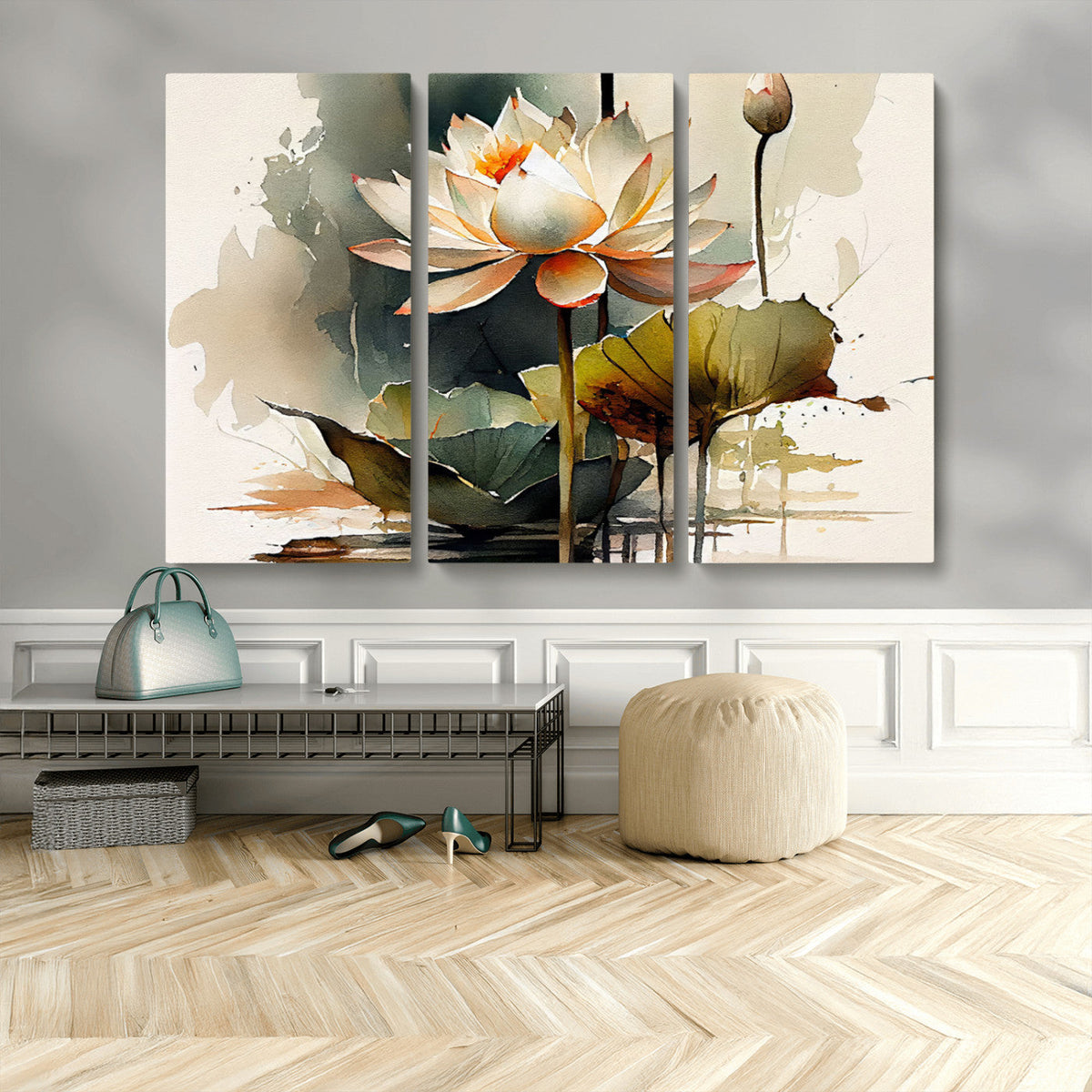 Lotus Flower Watercolor Canvas Print | A Symbol of Serenity and Growth in Soft Watercolors