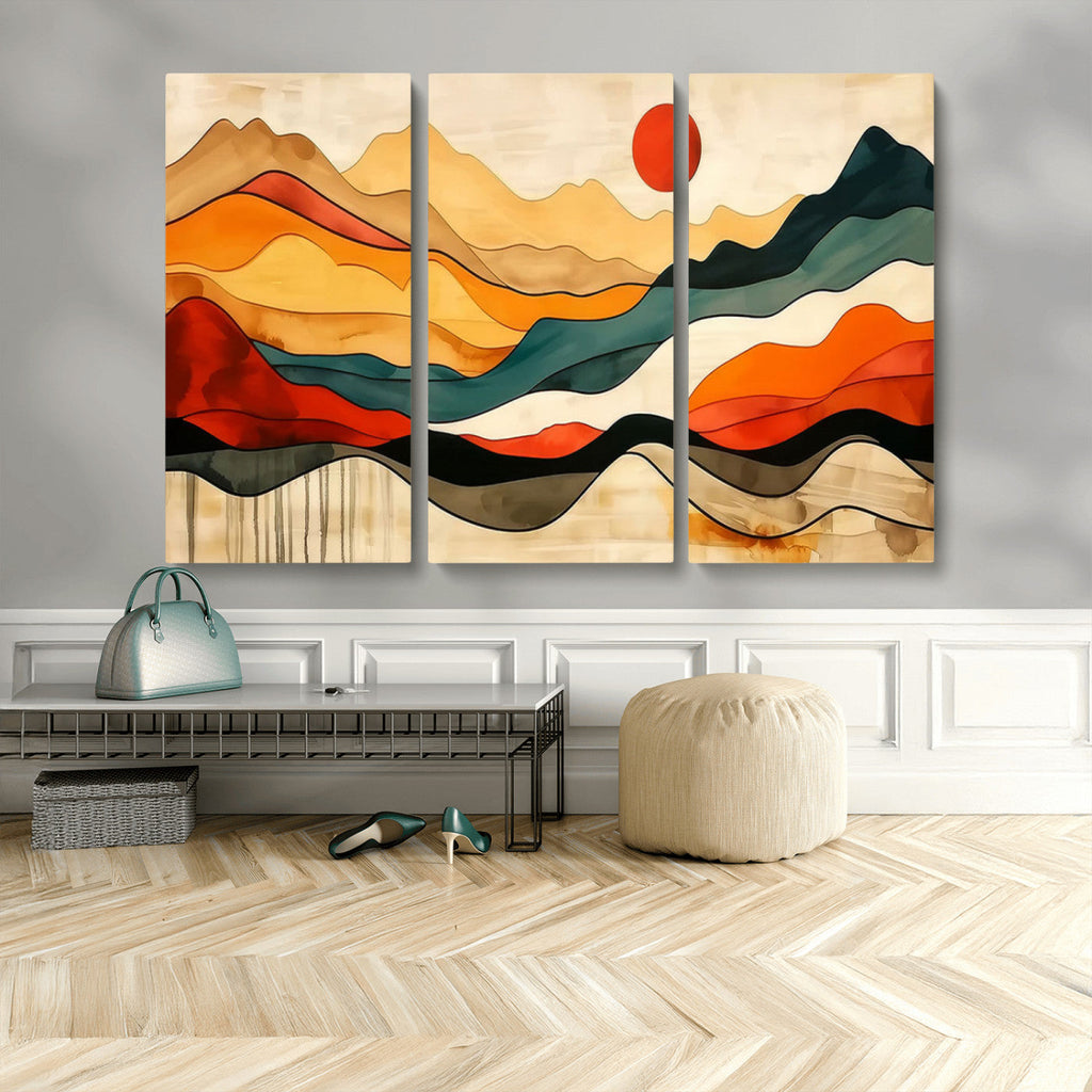 Abstract Mountain Wall Art | Framed Colorful Landscape Canvas