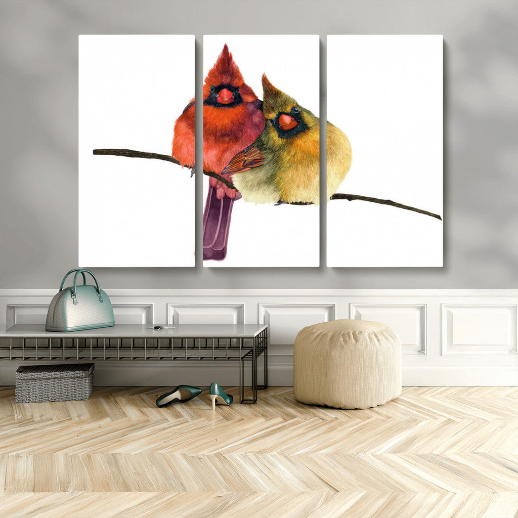 Cardinal Bird Canvas Wall Art, Male and Female Cardinal Print, Nature Inspired Bird Decor