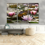 Lotus Flower Wall Art Canvas Print, Water Lily Large Wall Art for Yoga Room Decor