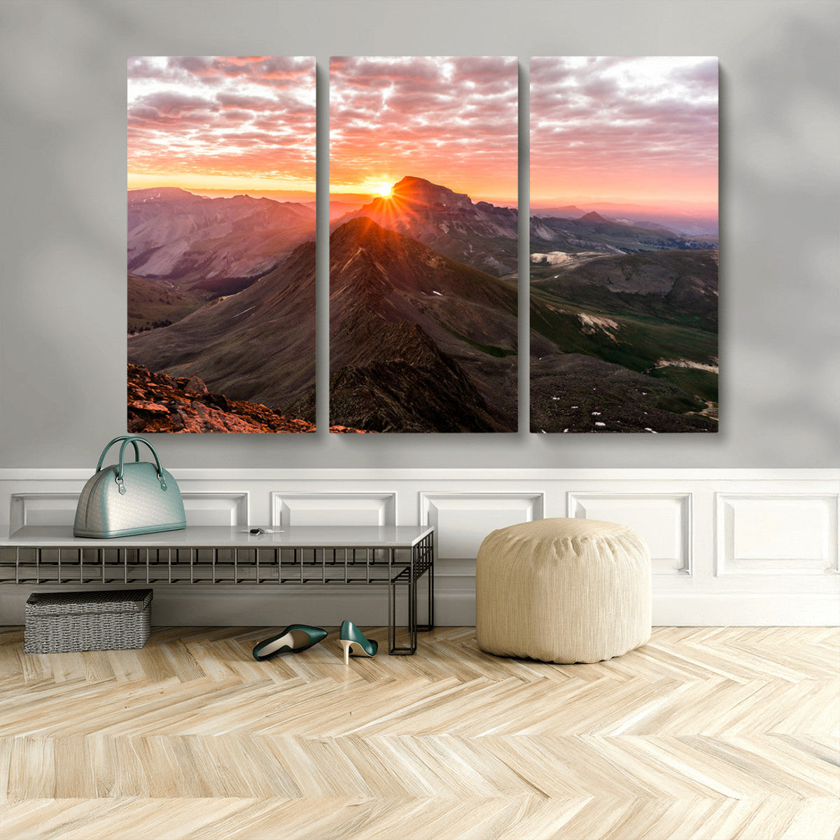 Mountain Sunrise Wall Art | Framed Alpine Ridge Canvas