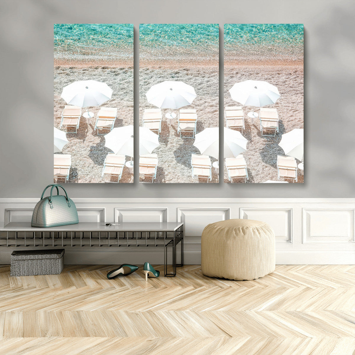 Calm Beach Wall Art | Framed Turquoise Water Canvas Artwork