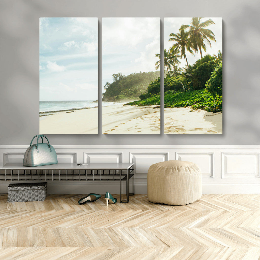 Relaxing Beach Wall Art Canvas Print, Framed Ocean View Coastal Serenity