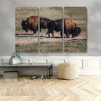 Bison Wall Art Canvas Print, Framed Western Wildlife Modern Ranch