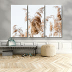 Pampas Grass Wall Art Canvas Print, Framed Neutral Tones Minimalist Boho