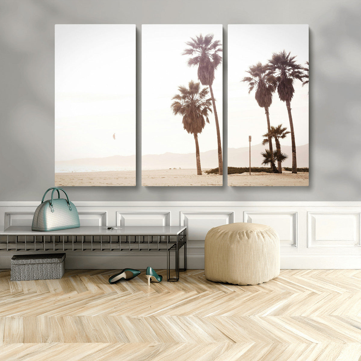 Coastal Light Wall Art Canvas Print, Framed Relaxing Shoreline Art, Minimalist Ocean Tropical Decor