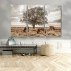 Texas Longhorn Cattle Wall Art, Rustic Western Ranch Canvas