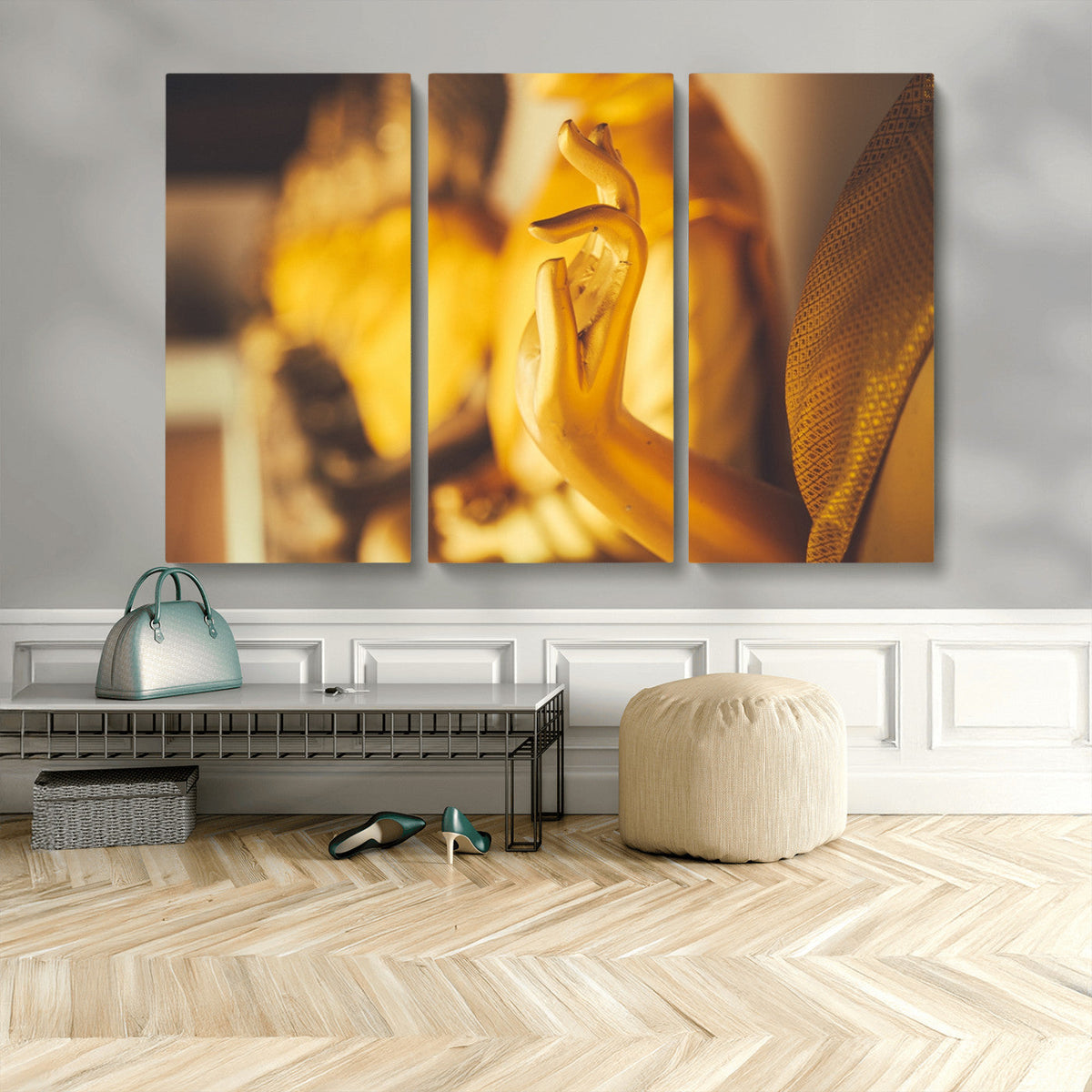 Gold Buddha Statue Hands Wall Art Canvas Print