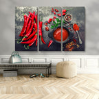 Red Chili Peppers Wall Art Kitchen Artwork Canvas Print