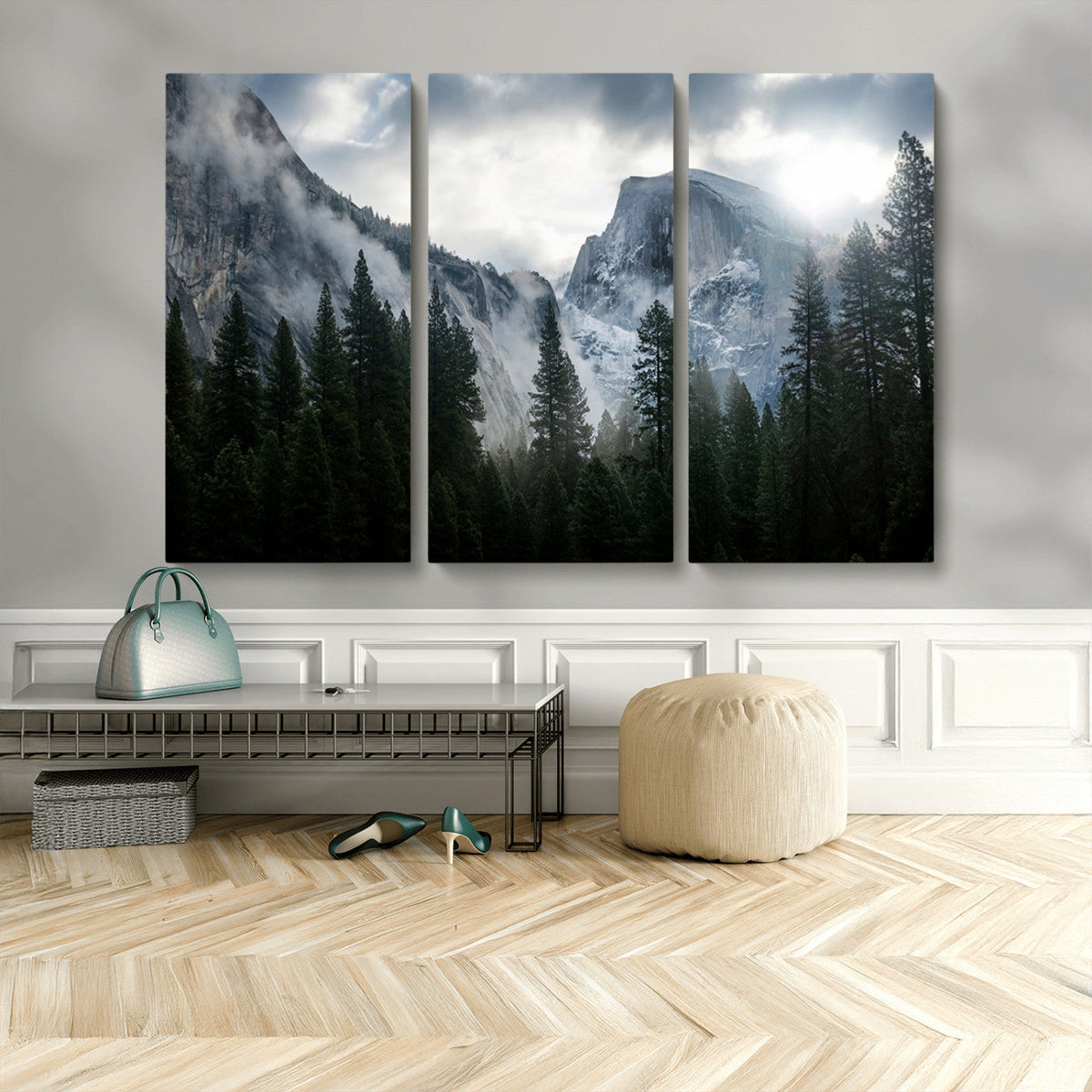 Wall Art Foggy Forest Landscape Canvas Print