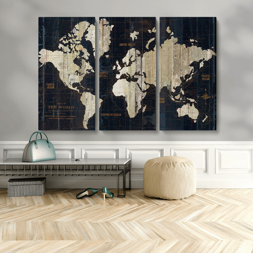 Antique Old World Map Wall Art Canvas Print