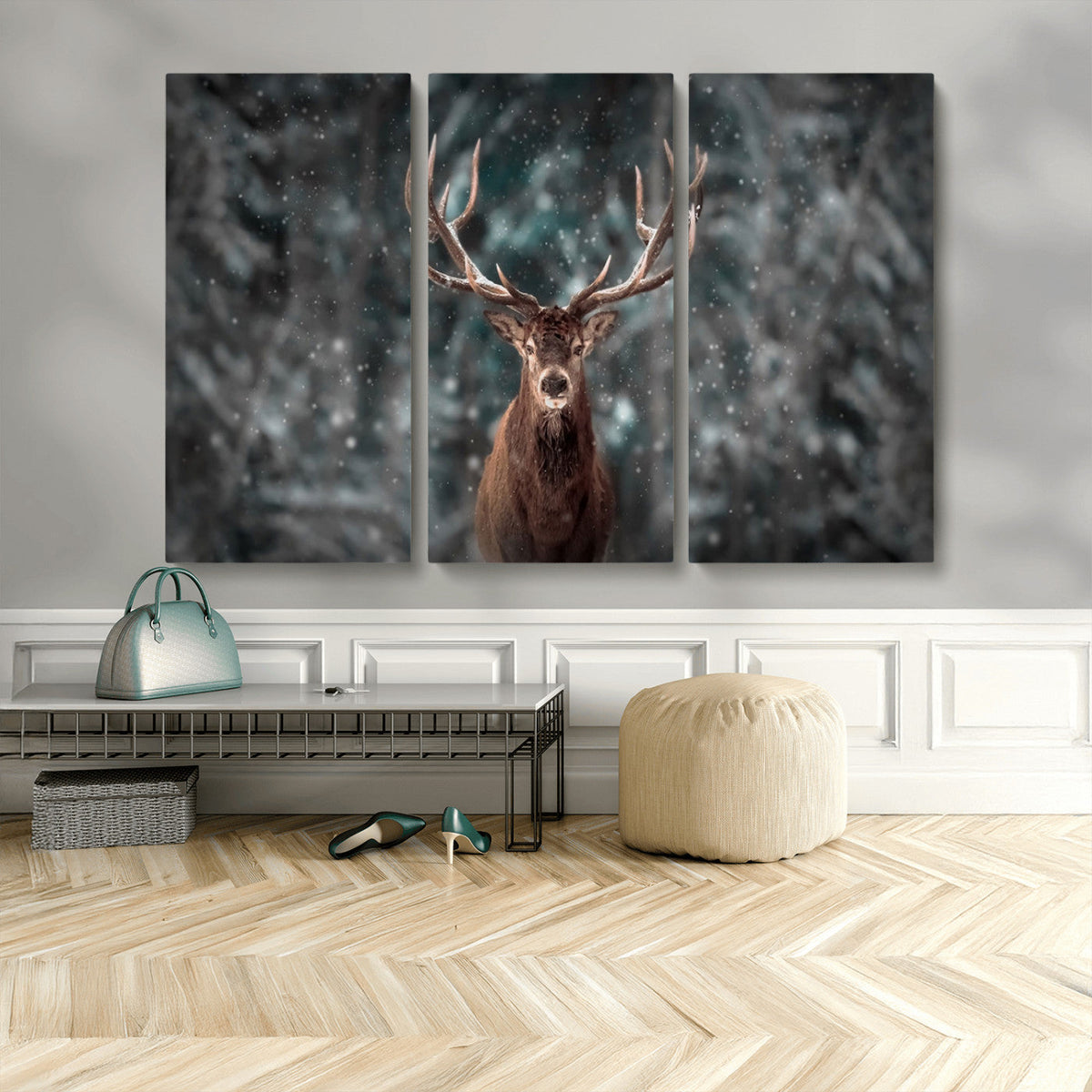 Wall Art Deer Art Animal Canvas, Framed Wall Art Deer Canvas