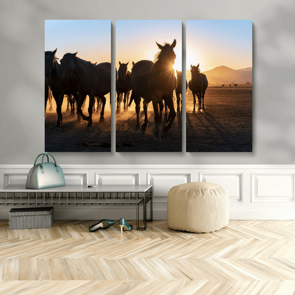 Horse Herd Wall Art Animal Canvas Print