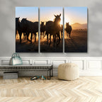 Horse Herd Wall Art Animal Canvas Print