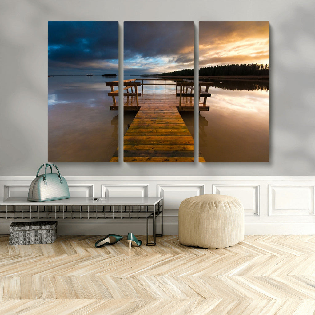 Serene Lake Pier at Sunset Canvas Print | Landscape Wall Art | Ready to Hang