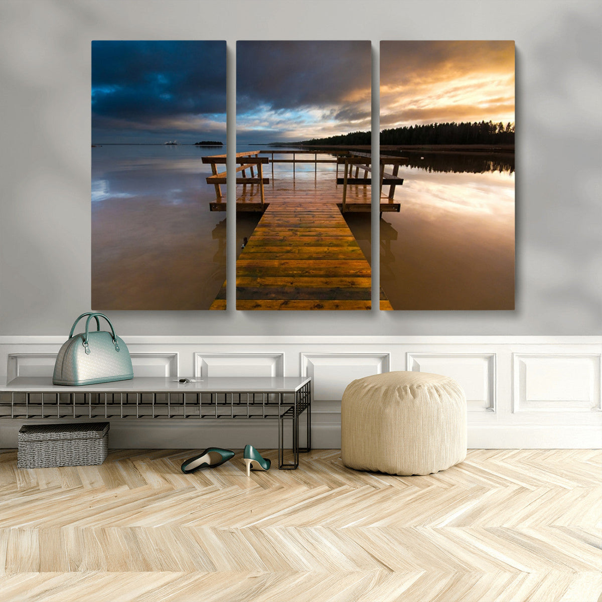 Serene Lake Pier at Sunset Canvas Print | Landscape Wall Art | Ready to Hang