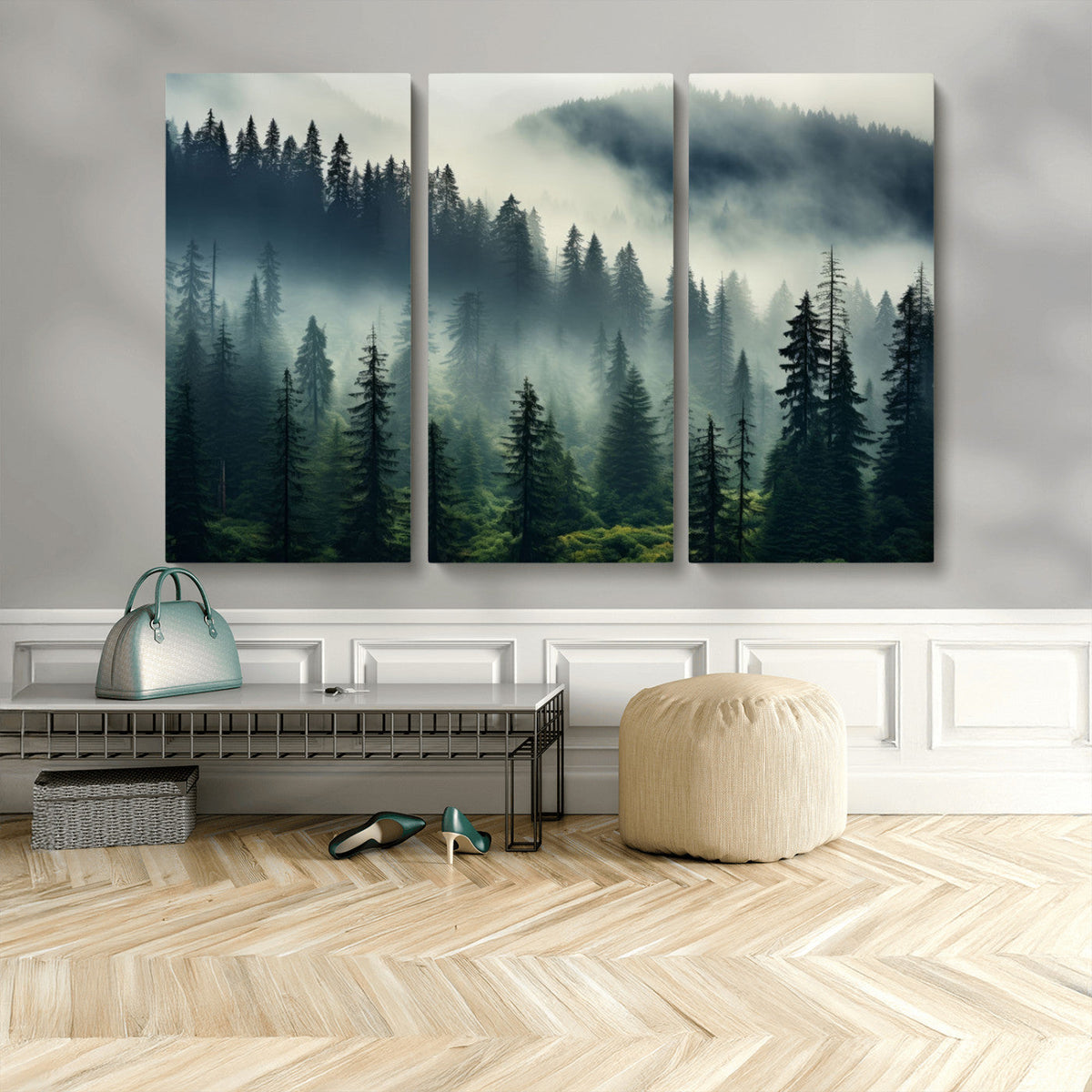 Captivating Misty Forest Wall Art, Foggy and Serene Atmosphere Canvas Print