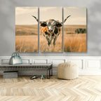Texas Cow Wall Art Canvas Print for Farm House Wall Decor