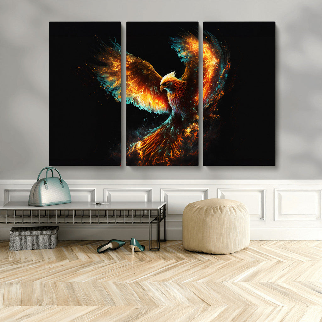 Fiery Phoenix Canvas Print | Ready to Hang Wall Art | Bold Fantasy Decor