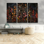 Large Floral Painting Print Illustration Flowers Canvas Wall Art