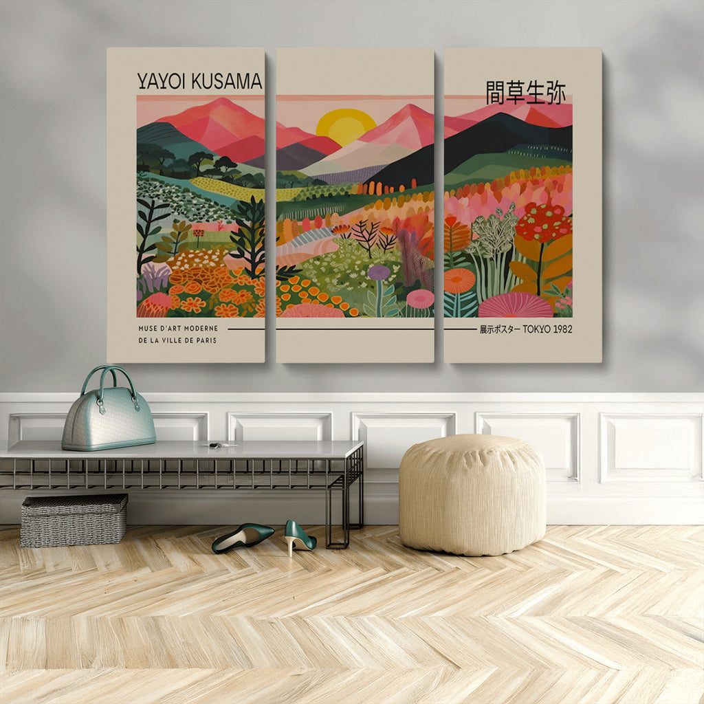 Yayoi Kusama 1986 Wall Art Print, Wabi Sabi Japanese Vibrant Abstract Landscape Canvas