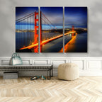 Large Wall Art San Francisco Canvas Print - Wonderful Golden Gate Bridge at Twilight