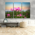Pink Flower on the Mountain Canvas Print, Framed Pink Flower Canvas Wall Art