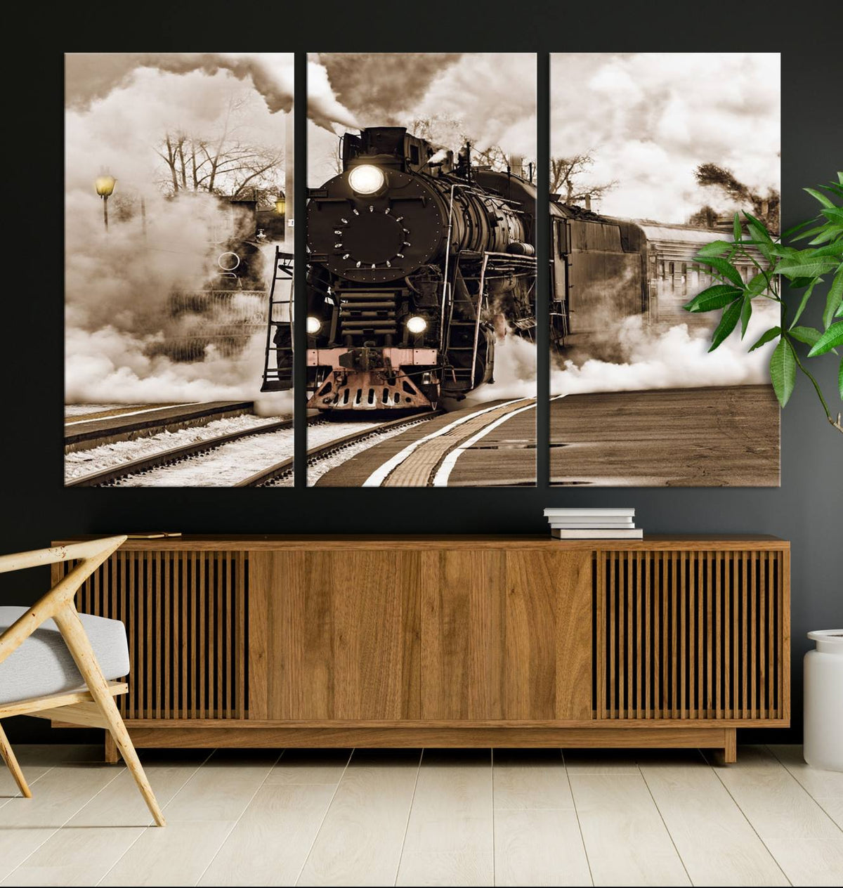 Black Steam Train Canvas Wall Art Print Steam Locomotive Art