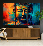 Colorful Buddha Wall Art | Framed Abstract Portrait Canvas
