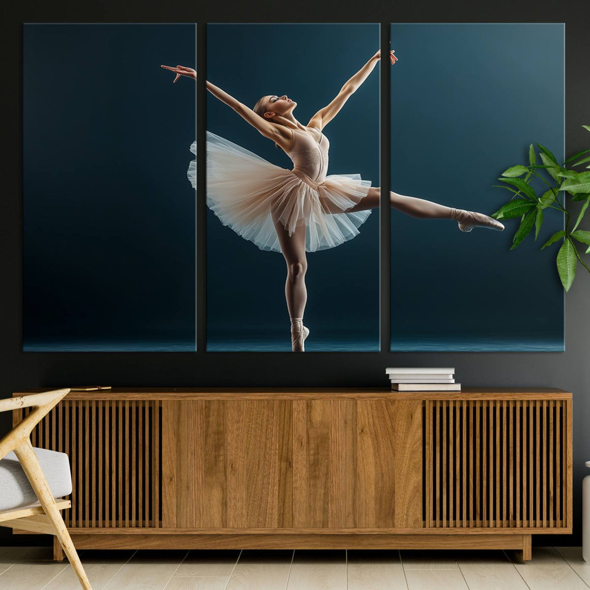 Ballet Dancer Wall Art | Framed Graceful Pose Canvas
