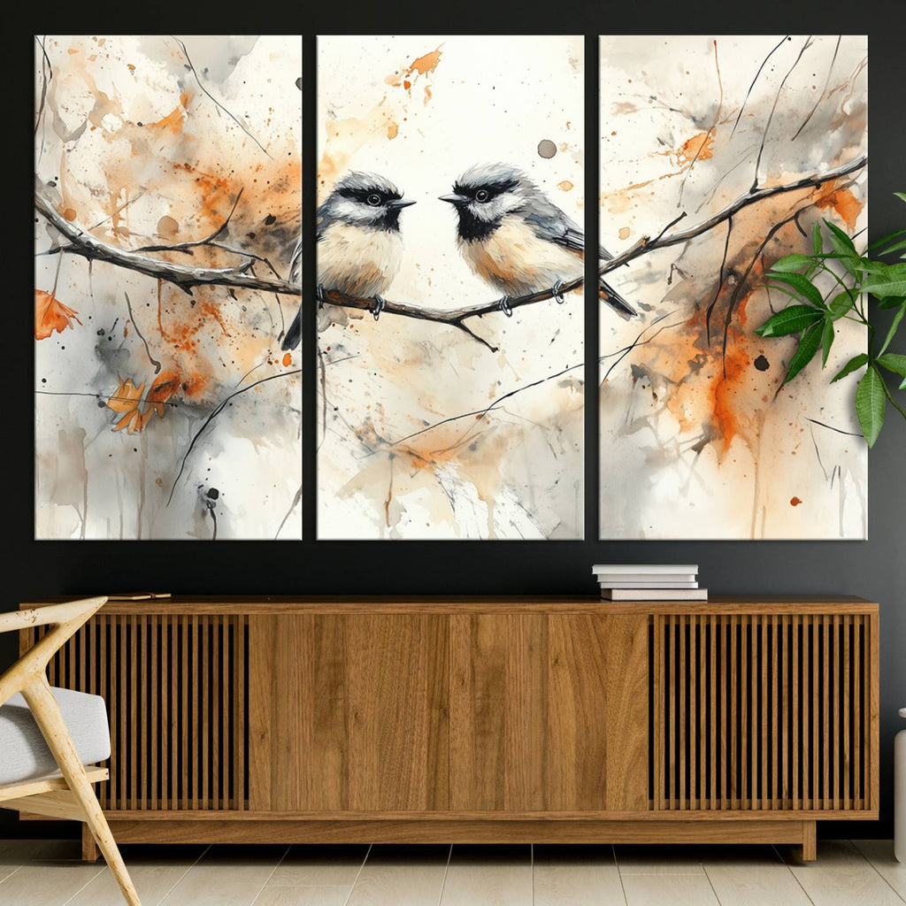 Beautiful Birds Wall Art | Framed Watercolor Branch Canvas