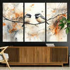 Beautiful Birds Wall Art | Framed Watercolor Branch Canvas