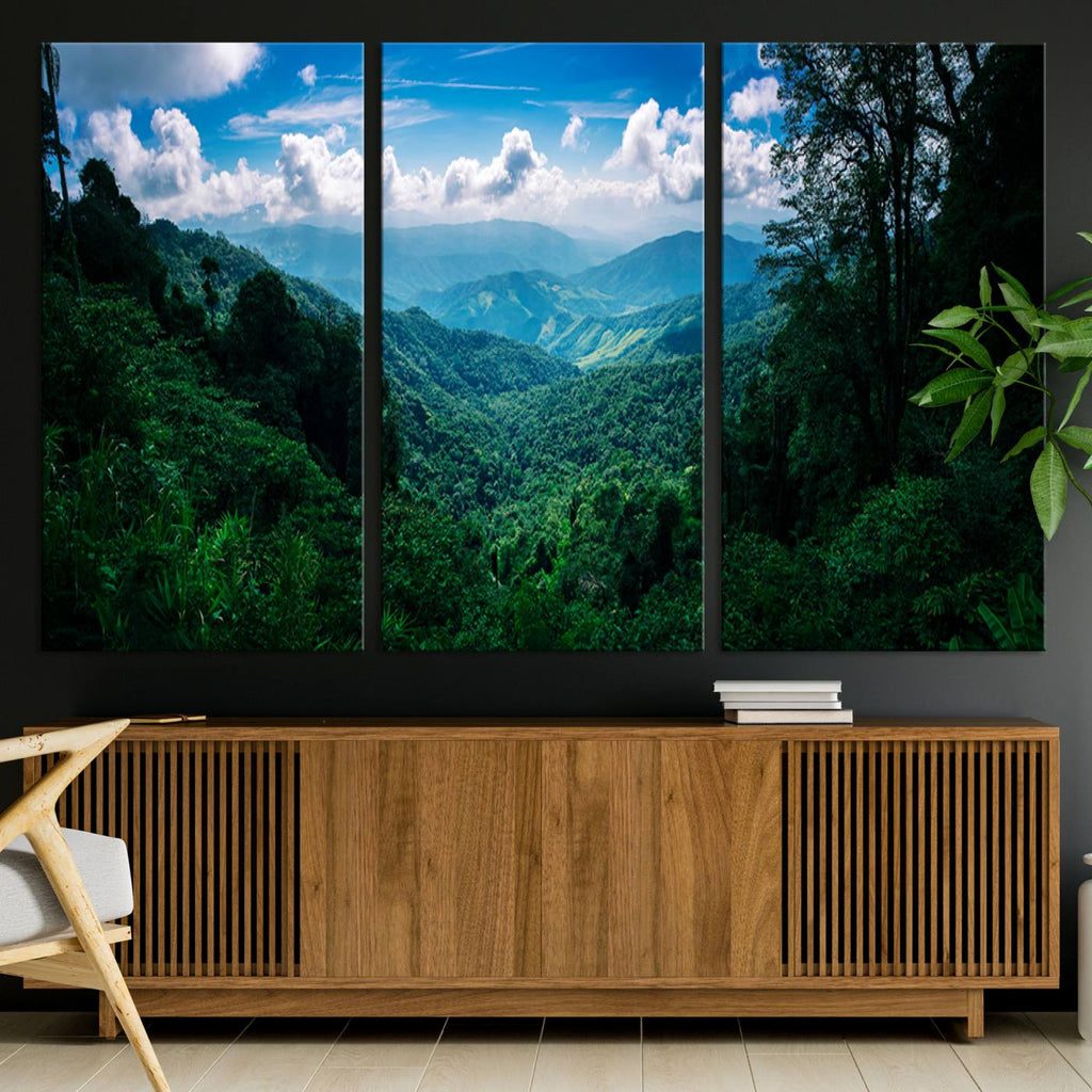 Tropical Jungle Wall Art Canvas Print | Framed Lush Valley