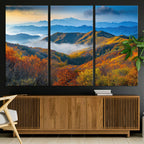 Autumn Mountains Wall Art, Vibrant Fall Foliage Landscape