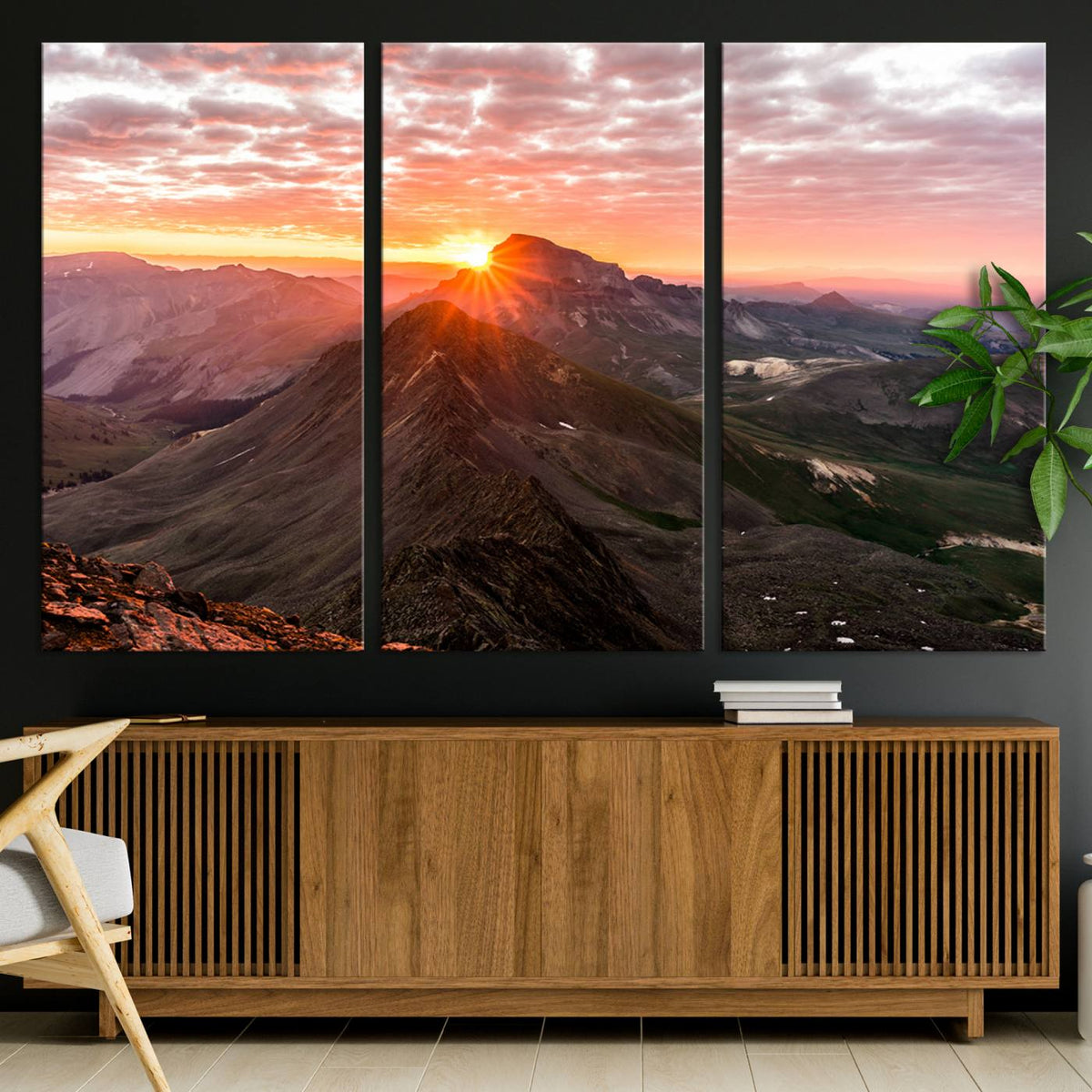 Mountain Sunrise Wall Art Canvas Print | Alpine Ridge Morning Light